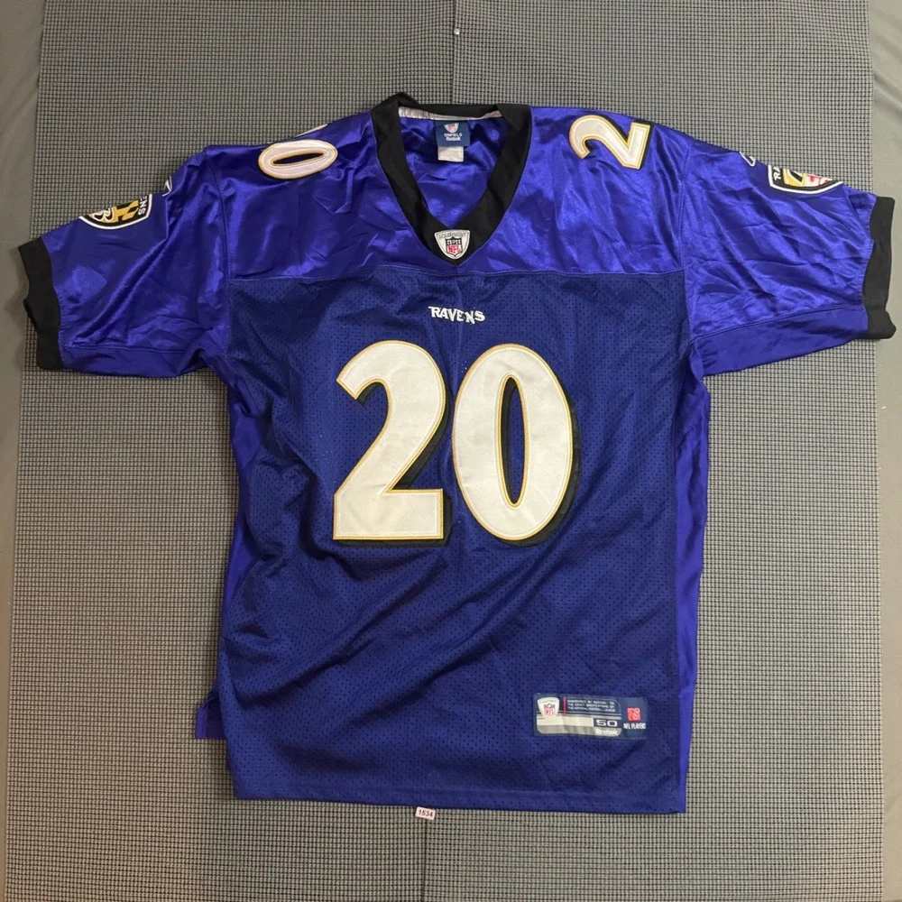 Reebok NFL Baltimore Ravens Ed Reed 20 Authentic Onfield Jersey Purple Size 50